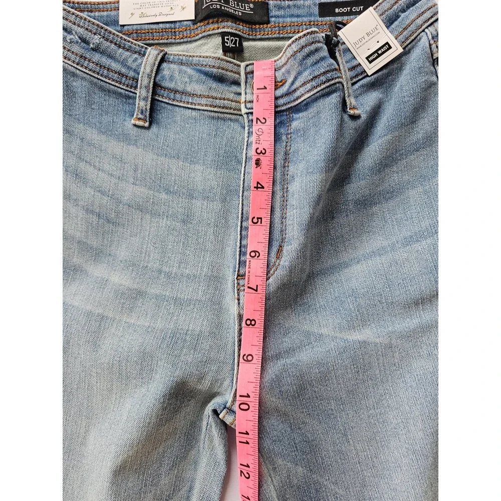 Judy Blue Bootcut Jeans Women‎ 5/27 Blue High Waist Pintuck Pleated Flare NEW